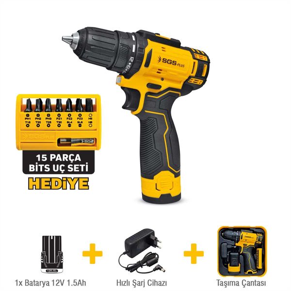 4487SGS5147_1.jpg AKÜLÜ VİDALAMA SETİ 12 VOLT (1*1.5 Ah) (BİTS UÇ SETİ)