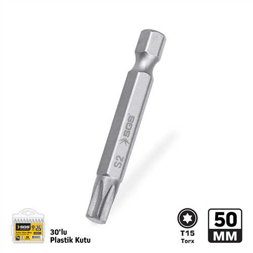TORX UÇLU BİTS S2 T15 50mm Sand-Pro Series