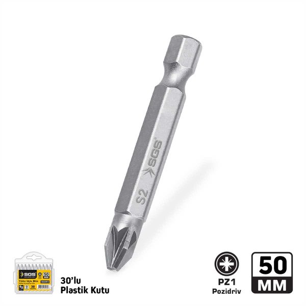 4645SGS3939_1.jpg POZİDRİV UÇLU BİTS S2 PZ1*50mm Sand-Pro Series