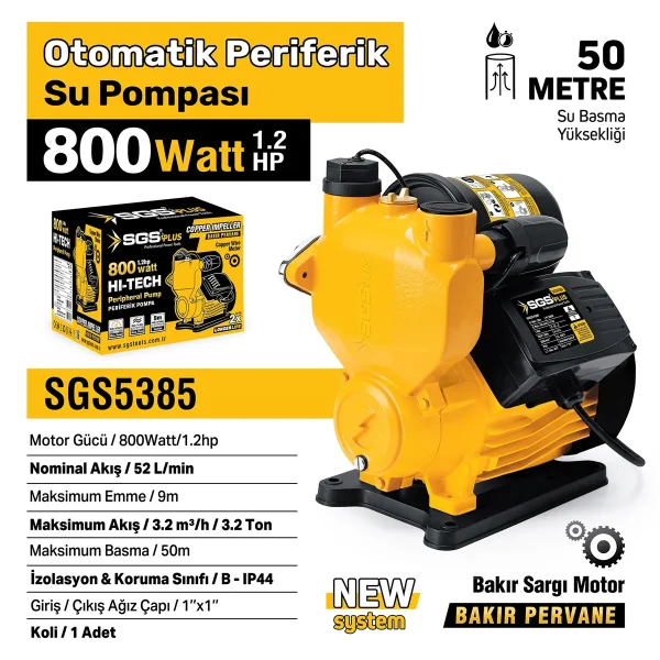 OTOMATİK PERİFERİK SU POMPASI 800 WATT 1.2 HP